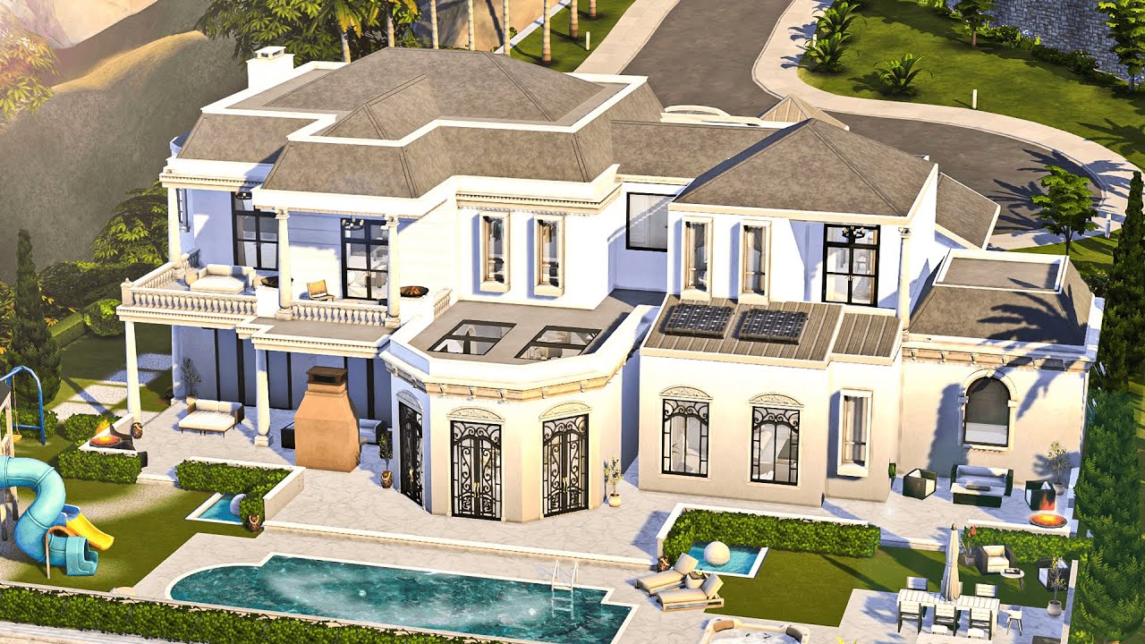 Элегантный семейный мега-особняк | Быстрая постройка и обзор в Sims 4 | Без пользовательского кон...