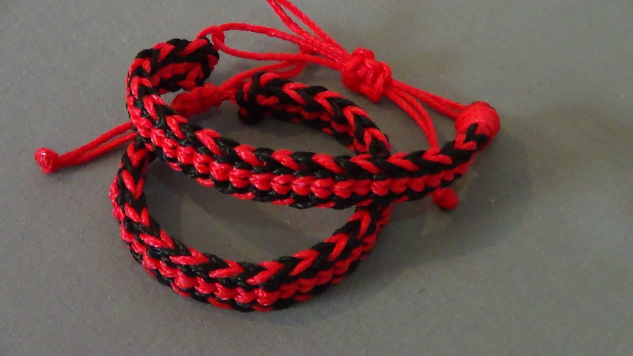 PULSERA KUMIHIMO FÁCIL TRENZA ROJA Y NEGRA