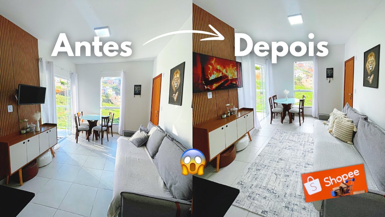TRANSFORMAÇÃO NA SALA COM ITENS DA SHOPEE| antes e depois ✨🛍️🧡
