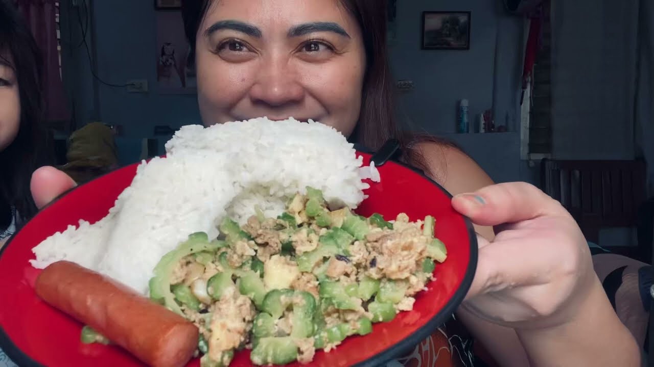 Ginisang ampalaya with pork giniling at sausage