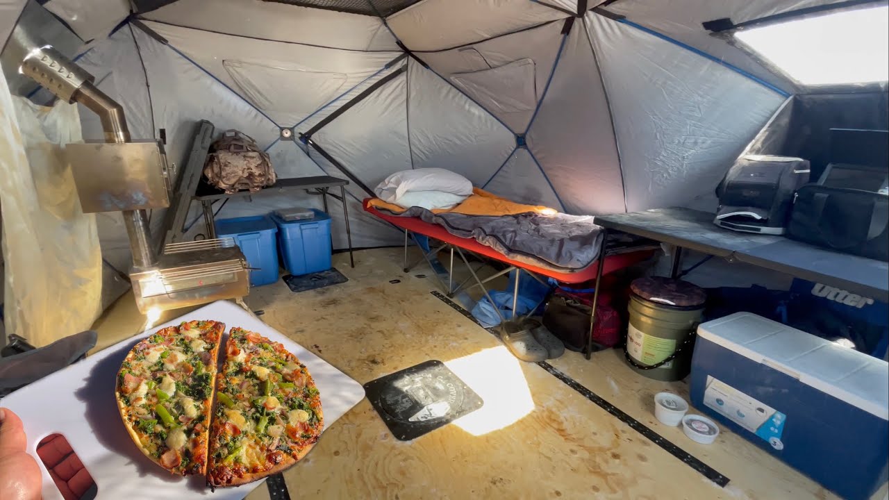 The Ultimate Winter Camping Setup! (Sleigh that doubles as a floor with wood stove)