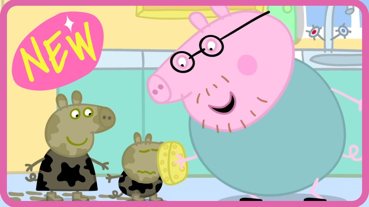 Clean-Up Time With Daddy Pig! 🛁 Muddy Puddles (S1E1)🐷Peppa Pig | Kids Learning Videos