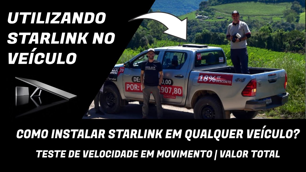 Como instalar Starlink em qualquer Carro, Trator, Motorhome... Teste de velocidade em movimento!