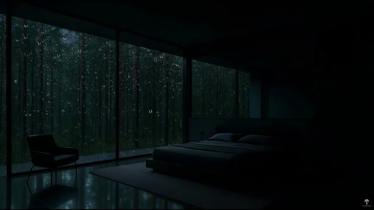 Heavy Rain on a Forest Bedroom Window 🌧️ Rain Sounds for Deep Sleep (10 Hours)