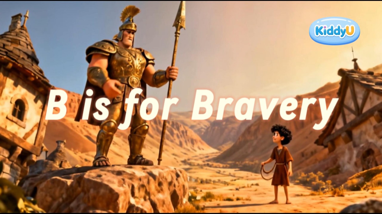 Letter B Phonics for Kids: B is for Bravery! | David and Goliath Story | KiddyU Lesson 2
