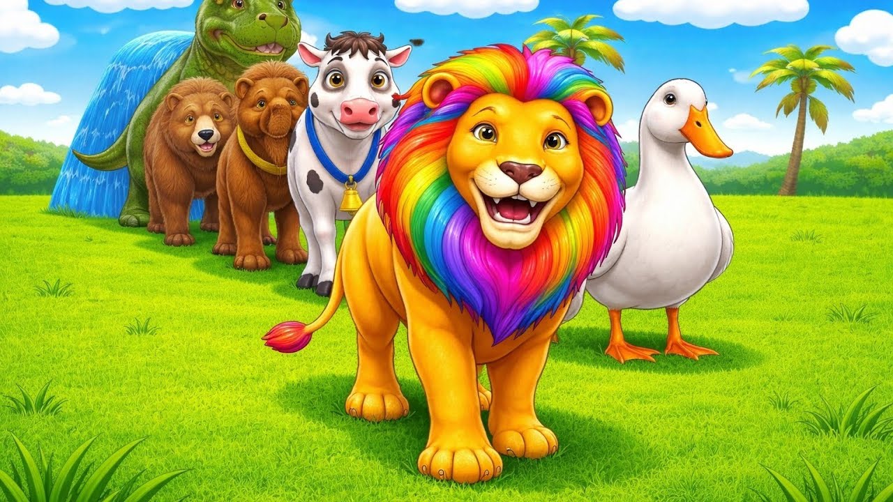 Long Slide Game With Cow Elephant Gorilla Hippopotamus Tiger 3d Animal Game Funny 3d Animals 