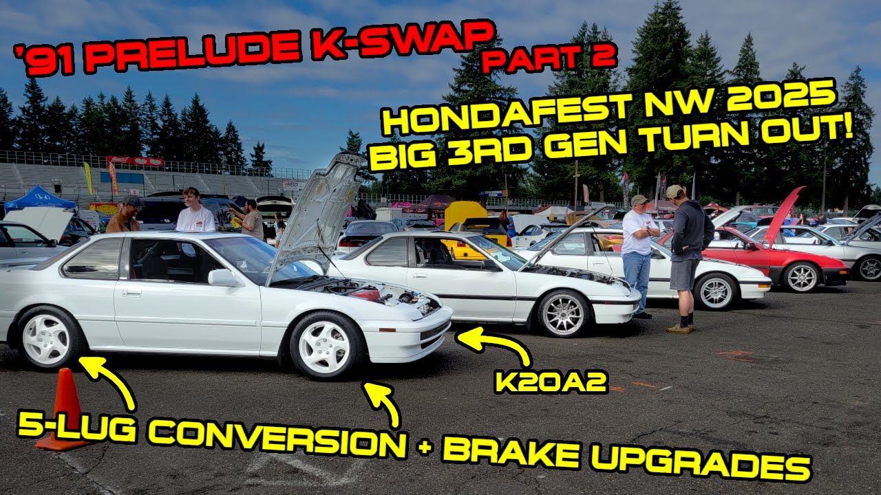 1991 BA Honda Prelude SI 4WS K-Series Swap - Part 2: 5-lug swap, brake upgrade, HondafestNW 2025