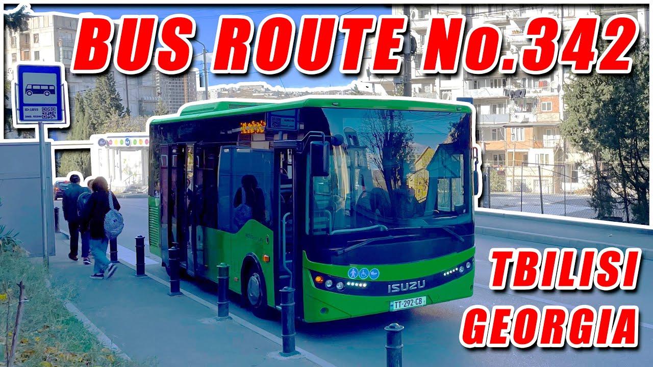 Тбилиси, автобус №342, весь маршрут: Улица Николая Бараташвили → Улица Гора Икалто [вид из окна]