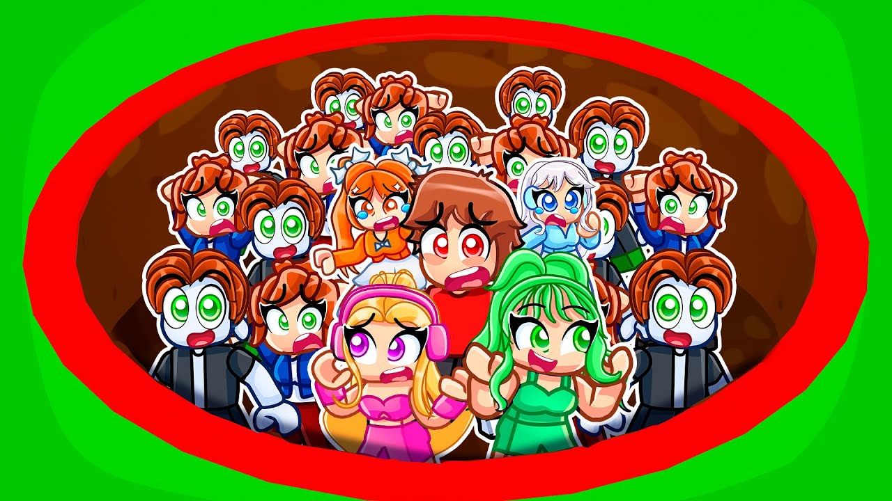 Survive The 100 Player HOLE With MY CRAZY FAN GIRLS...