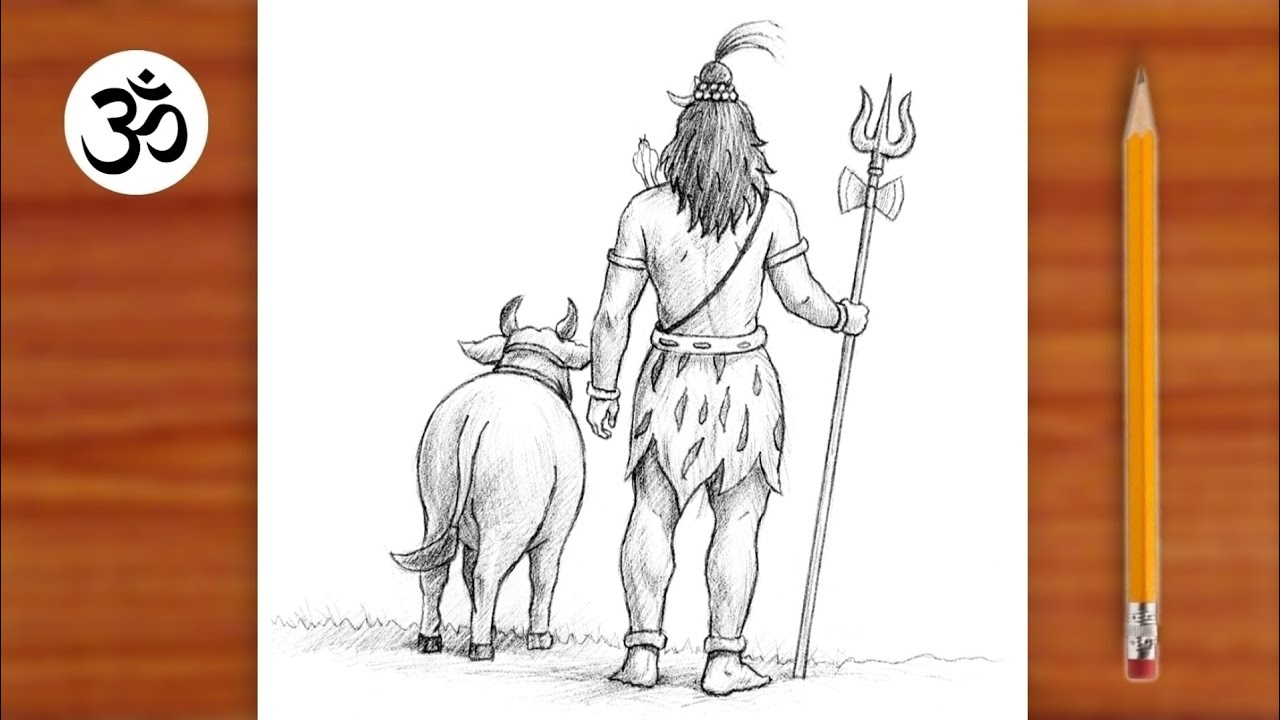 Beautiful Bholenath Drawing Easy with nandi || Easy Drawing || how to draw lord shiva 