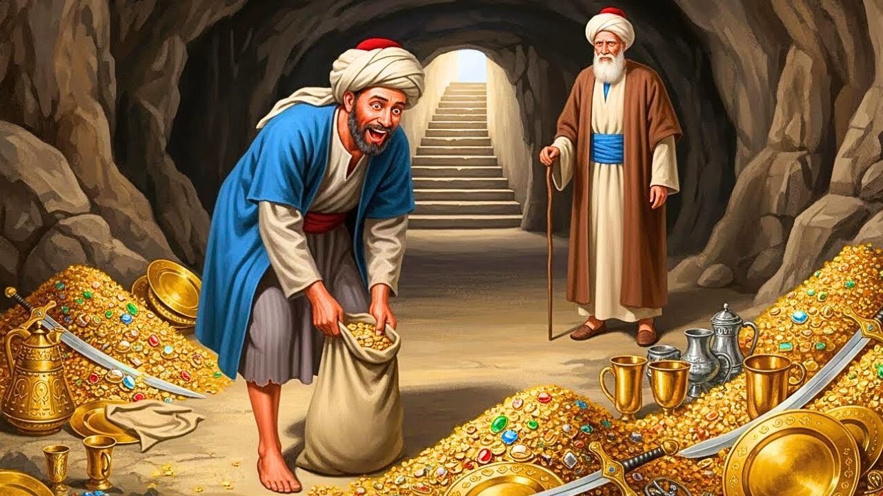 #قصة_ الرجل البخيل والعجوز الذي أخبره بمكان الكنز المدفون ليشبع !! فطمع وحدث له مالا يتوقعه أحد!!