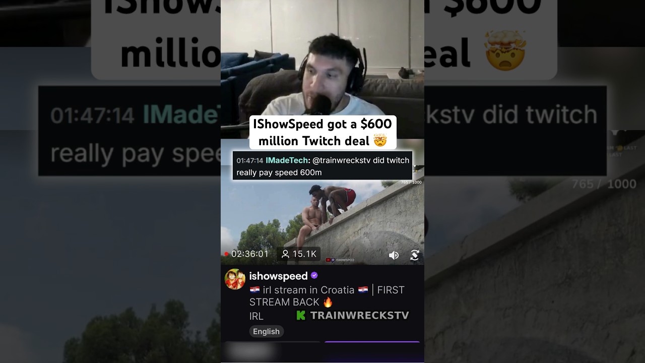Trainwreckstv reacts to IShowSpeed $600 MILLION Twitch Deal 🤯 #trainwreckstv #ishowspeed #twitch
