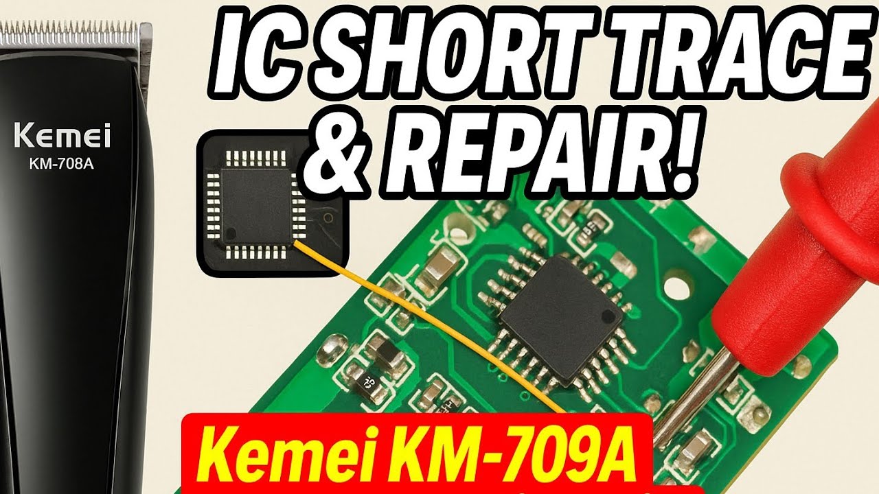 Kemei KM-709A Repair | #ICShortFix #Kemei709A #JumperWireTrick #TechRepairByYasir #CircuitRepair