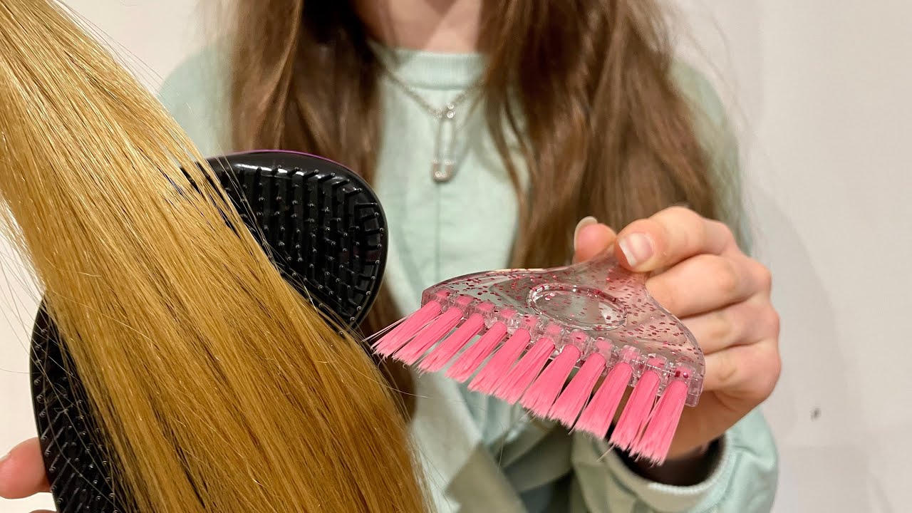 ASMR Relaxing hair brushing + scalp oiling | lo-fi | brushing your hair | No talking