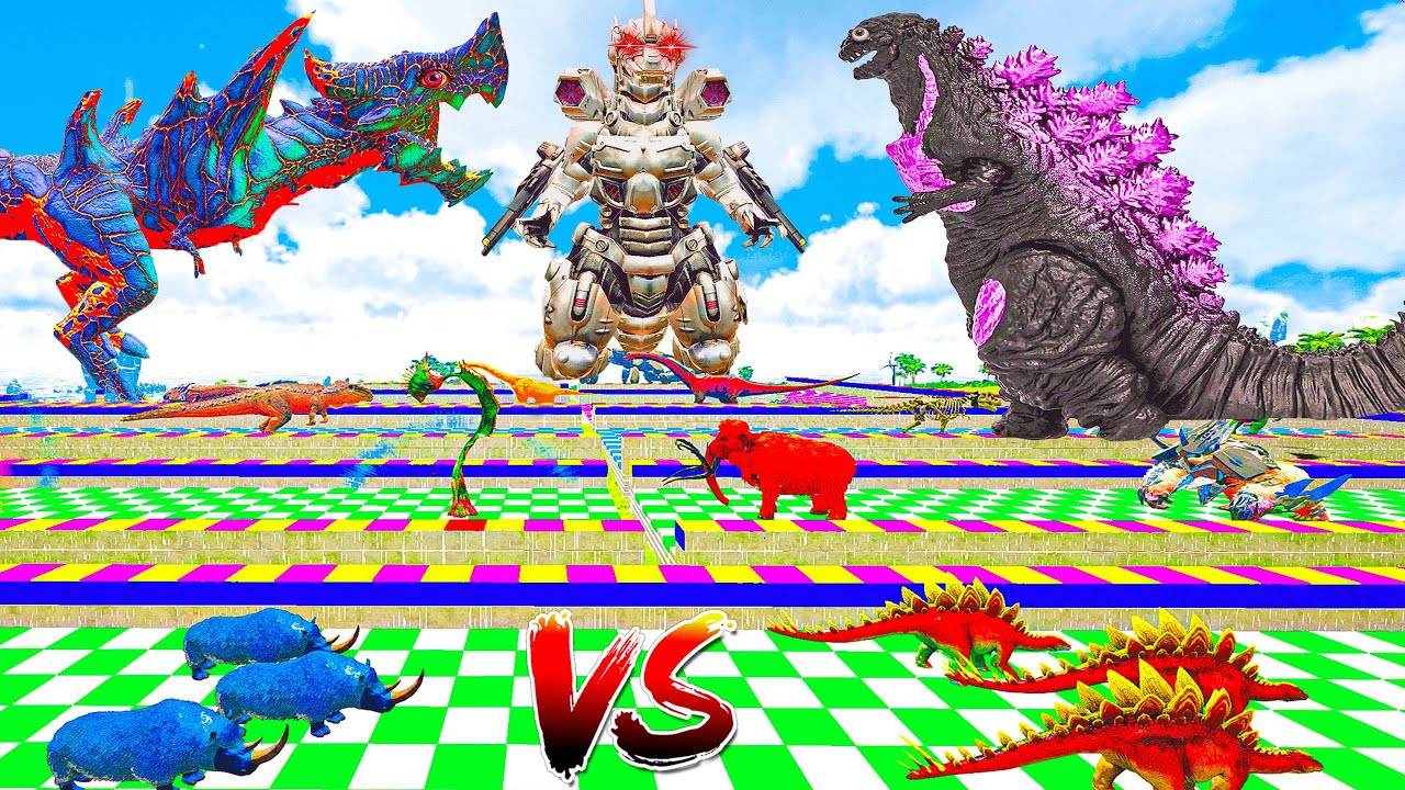 JURASSIC REX VS Godzilla 1954 x All ARK Dinosaurs, Boss & Titan
