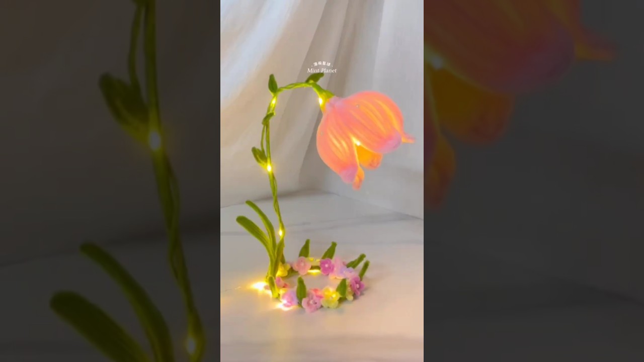 Diy pipe cleaner lily 🥀light ✨️🌷 #diy #craft #lily #lamp #shorts