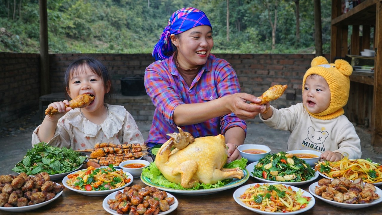 Harvesting Giant Radishes To Sell At The Market - Making Nutritious Steamed Chicken For Two Children
