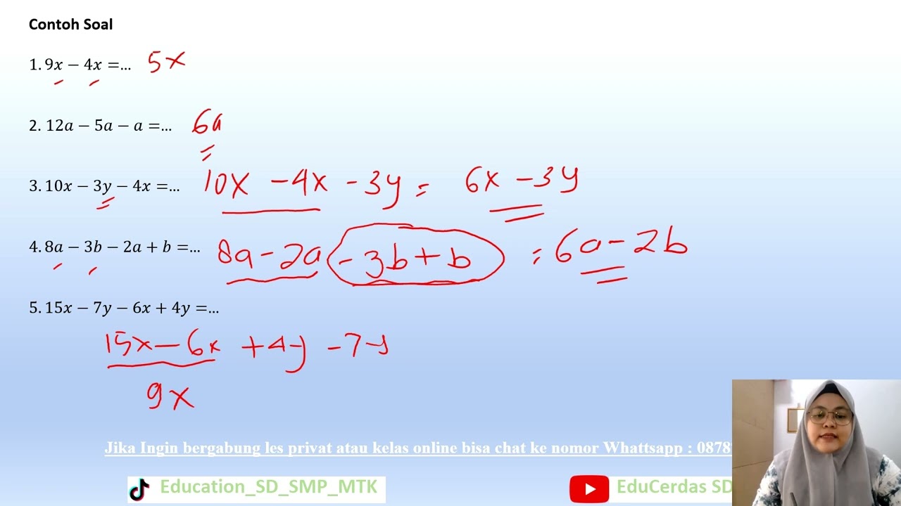 Rangkuman & Soal latihan ( Aljabar ) Matematika Cerdas SD–SMP