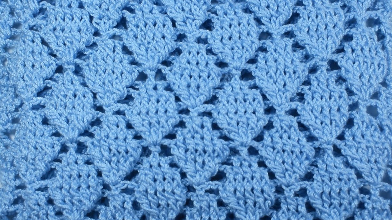 COMO TEJER A CROCHET EL PUNTO DE HOJAS EN RELIEVE EN RECTO. CON GRAFICOS