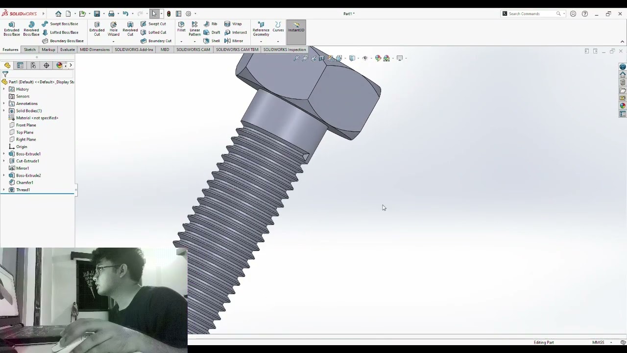 SolidWork Demo (Nut and Bolt Assembly Tutorial)