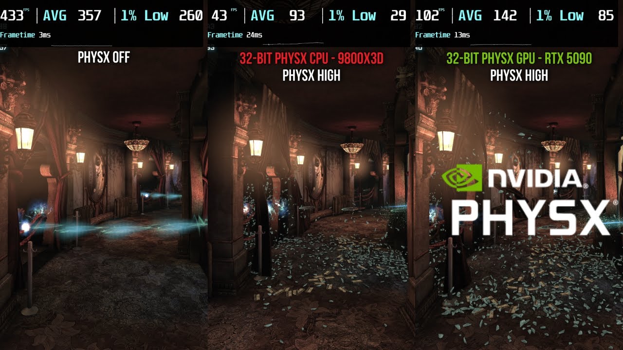 Testing NVIDIA PhysX on RTX 5090 in the Batman Arkham Series including Arkham Asylum (32 & 64 bit)
