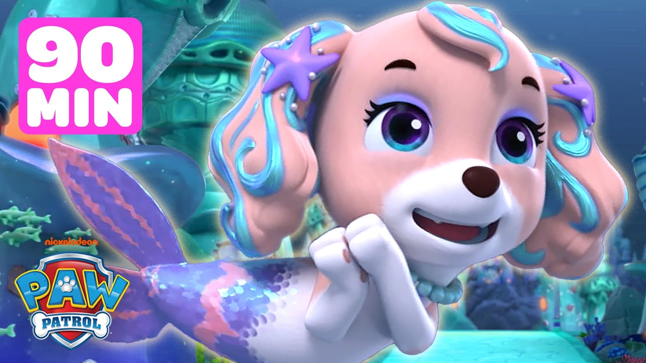 Mermaid Rescues w/ Mer-Pup Skye! | 90 Minute PAW Patrol Underwater Adventures! 🧜&zwj;♀️ | Skye & Friends
