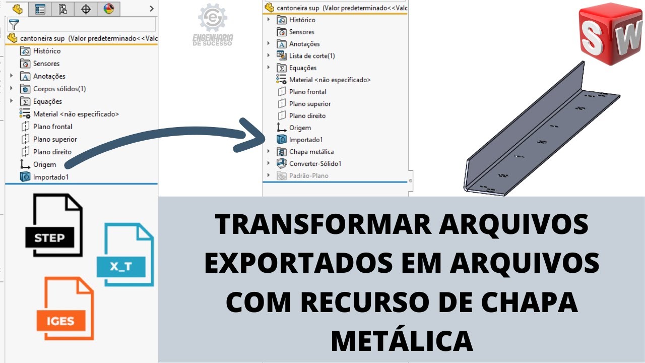 Como converter arquivos exportado em chapa metálica no #Solidworks