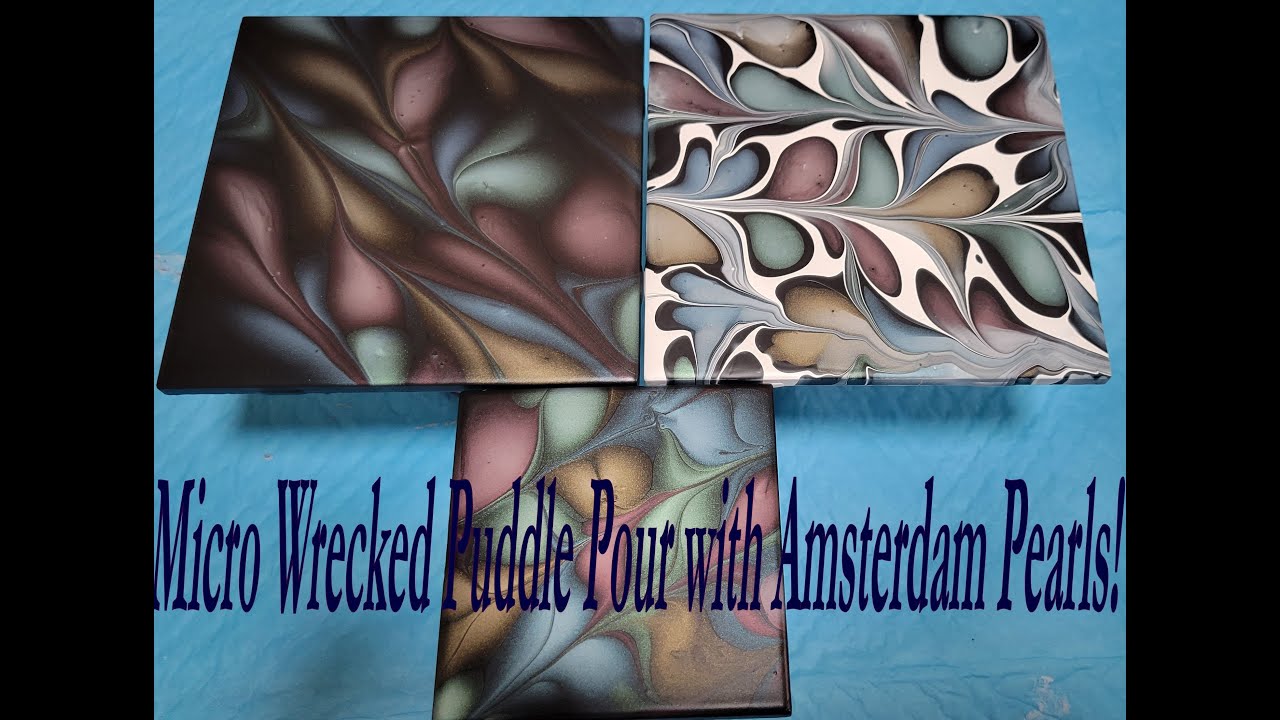 Let's try a micro wrecked pearl puddle! Bloom paints/Amsterdam pearls #coasters #blooms #fluidart