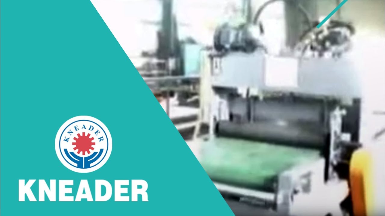 Rubber sheet auto cutting and stacking device 橡膠片自動裁切疊片機