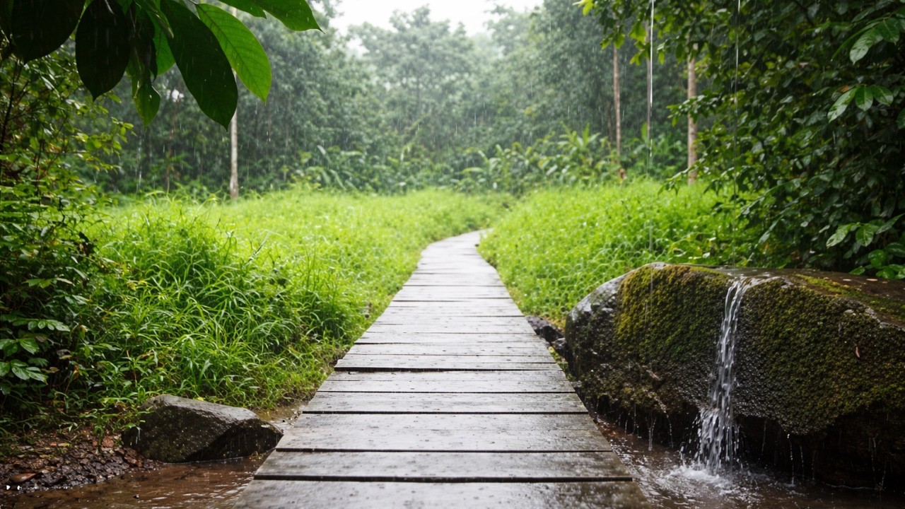 Som de Chuva Leve e Calma na Floresta | Chuva Relaxante para Dormir e Relaxar Profundamente