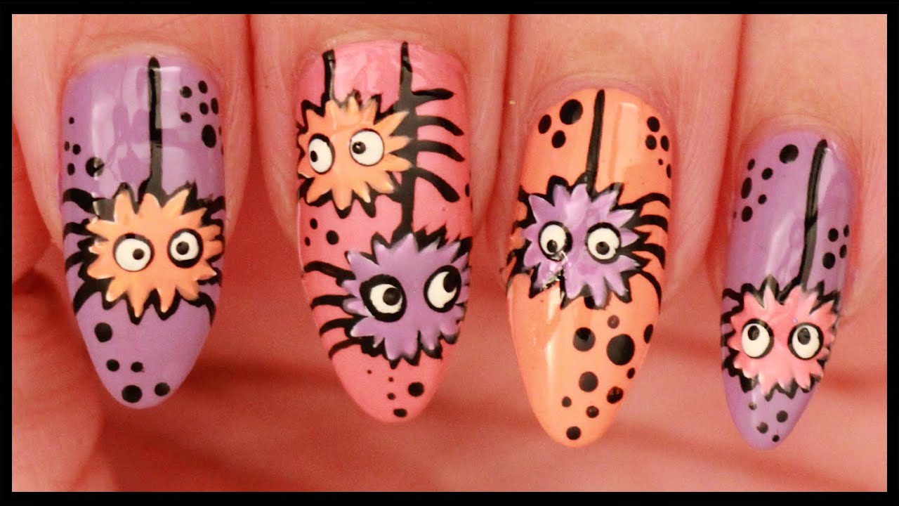 Fluffy Spiders Halloween nail art ft. Lucia Couture + Giveaway