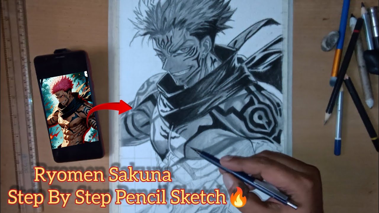  Sakuna Anime Sketch Drawing 🔥 How To Draw Ryomen Sakuna||Step By Step Pencil Sketch Tutorial ✍️ 