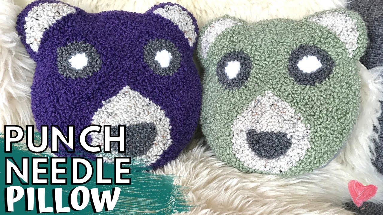 PUNCH NEEDLE PILLOW DIY! (Free PDF Pattern Download) Make a Teddy Bear Pillow using a Punch Needle!
