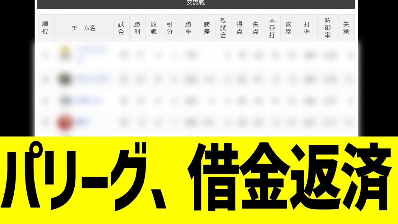 セパ交流戦順位、セリーグ銀行の取付騒ぎにwwww