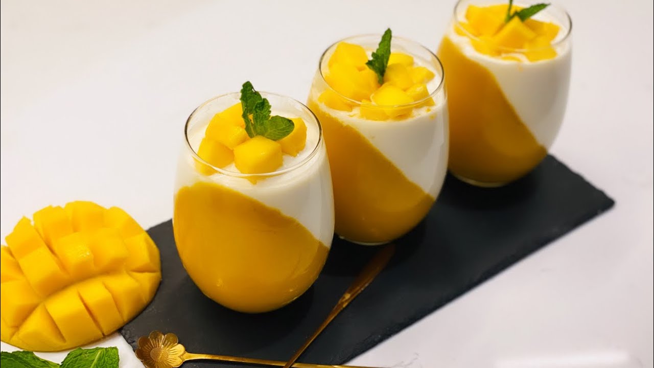 How to Make Mango Panna Cotta تحلية الباناكوتا السريعة بالمونغ