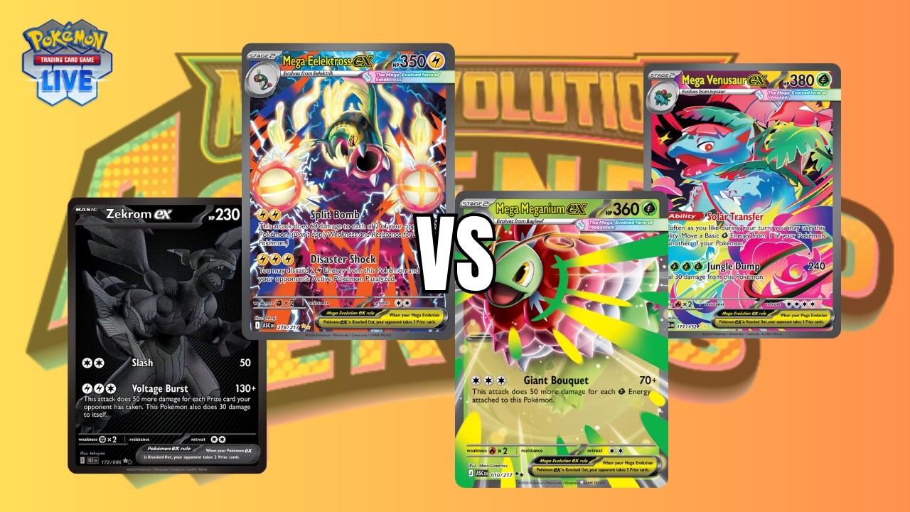 Mega Eelektross ex VS. Mega Meganium ex - Feb 2026 Ranked (PTCGL: Mega Evolution - Ascended Heroes)
