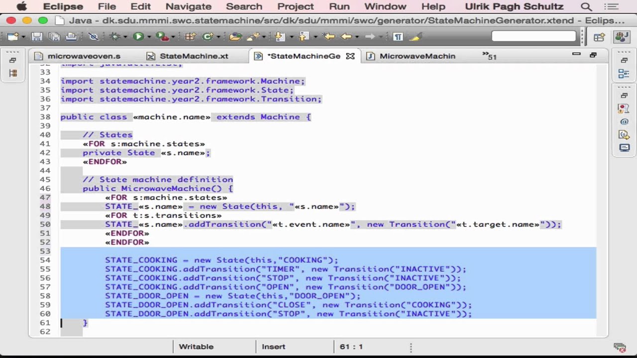 Quick example of a state machine DSL using xtext