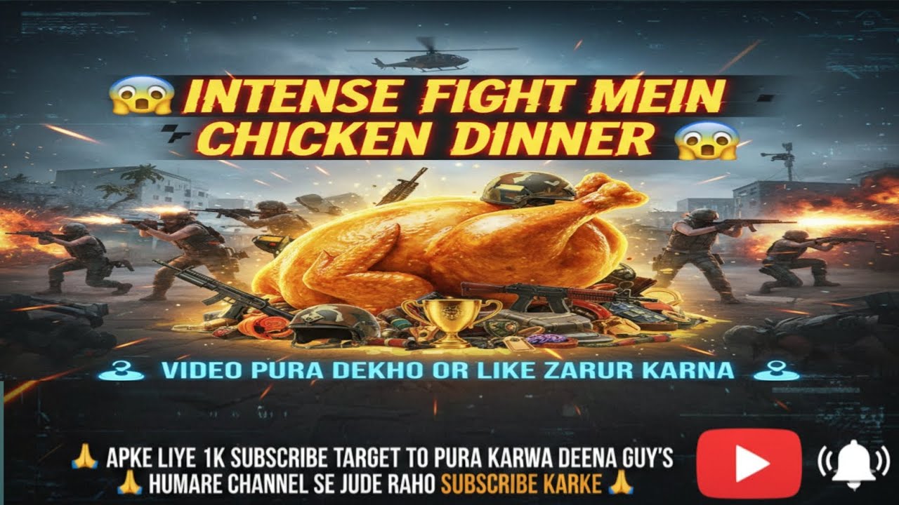 😱Intense fight mein chicken dinner😱 1k subscribe target he apke liye to karva dena guy's🙏#viralvideo