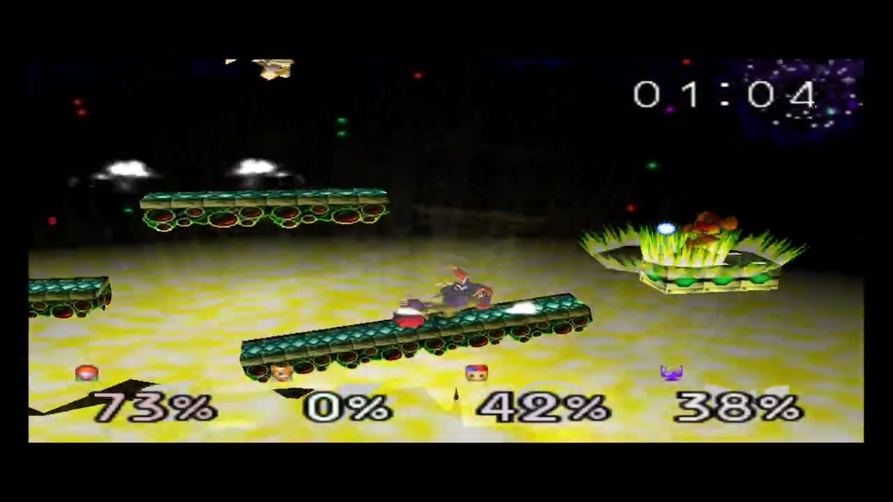 Super Smash Bros 64 Batallas - Samus vs Fox vs Ness vs Capitan Falcon 