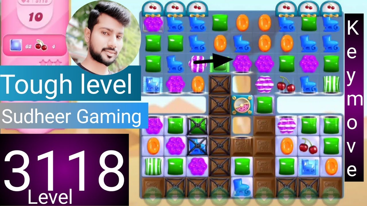 Candy crush saga level 3118 । Tough level । No boosters। Candy crush saga 3118 । Sudheer Gaming