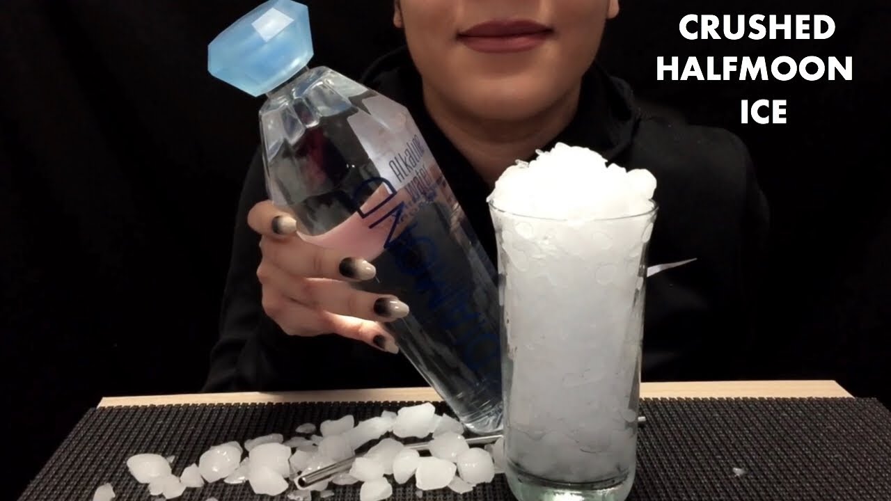 ASMR CRUSHED HALF MOON ICE REQUEST WITH DIAMOND WATER