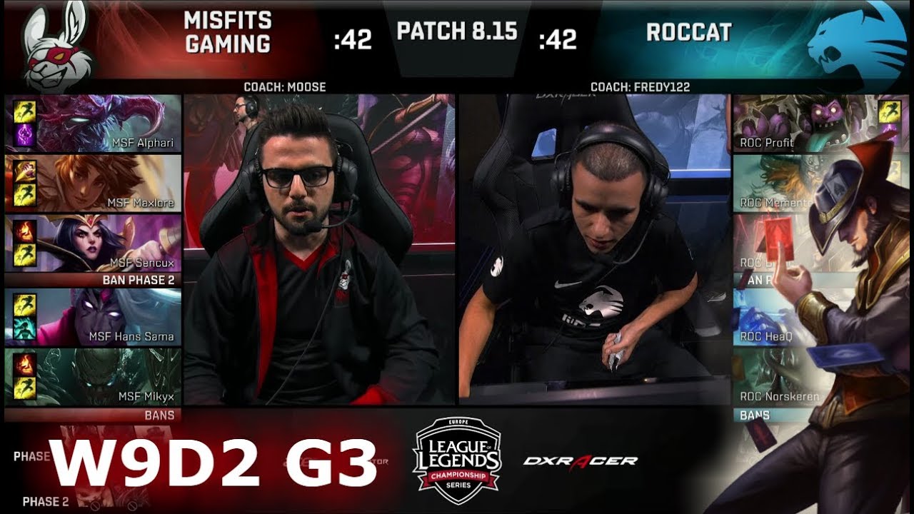 Misfits vs ROCCAT | Week 9 Day 2 S8 EU LCS Summer 2018 | MSF vs ROC W9D2