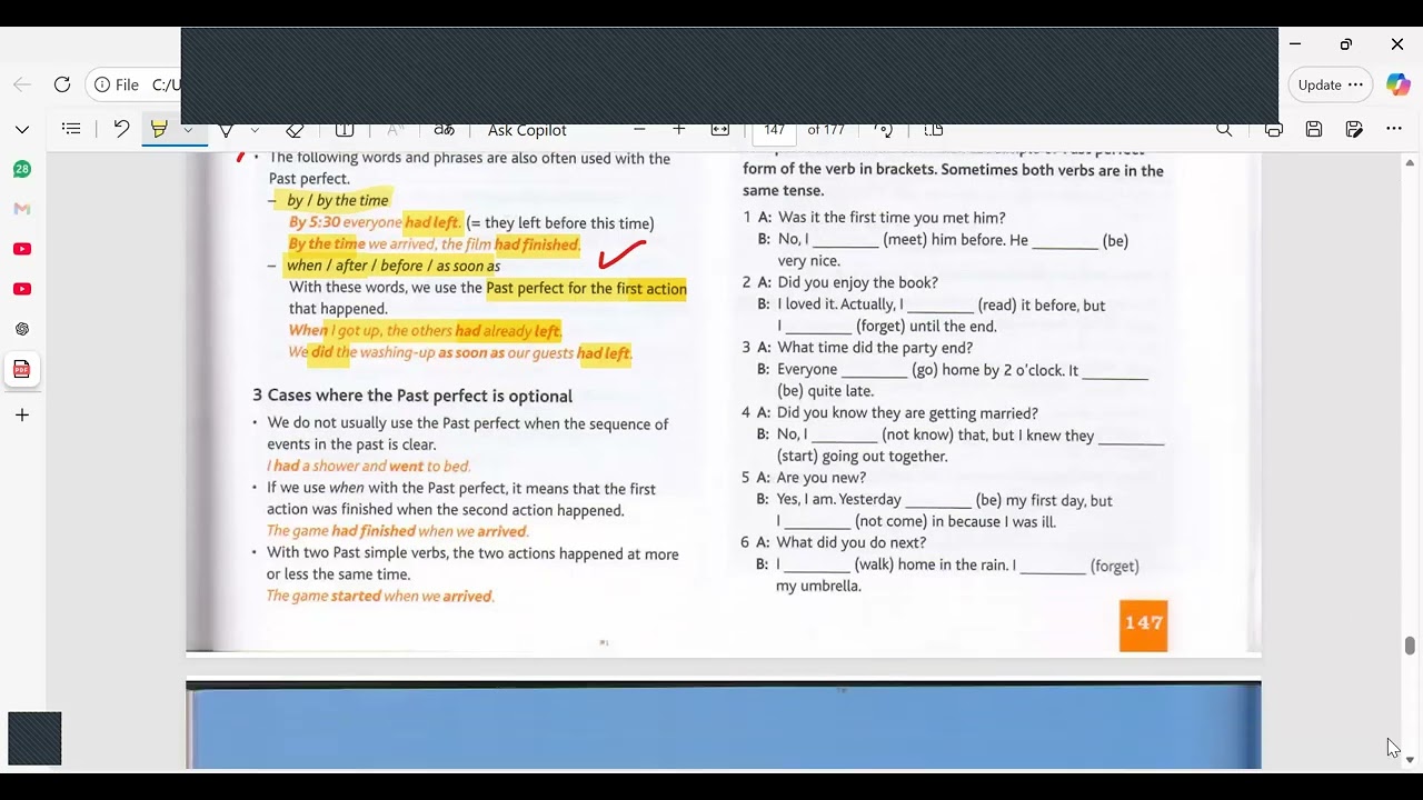 B1Level-Intermediate Cutting Edge-Past Perfect Forms and Functions and key words