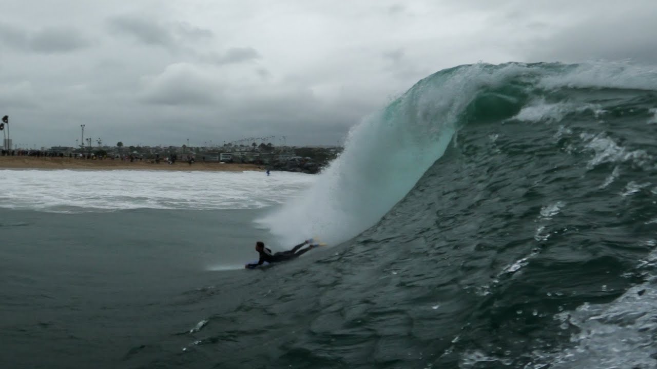 RAW POV // Bodyboarding THE WEDGE in the Middle of a HURRICANE (HURRICANE HILARY)