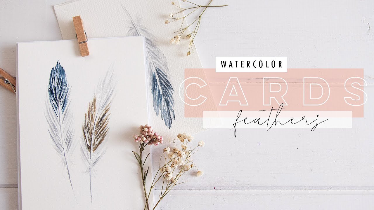 15 Minute Watercolor Cards | Pretty Feathers EP 6