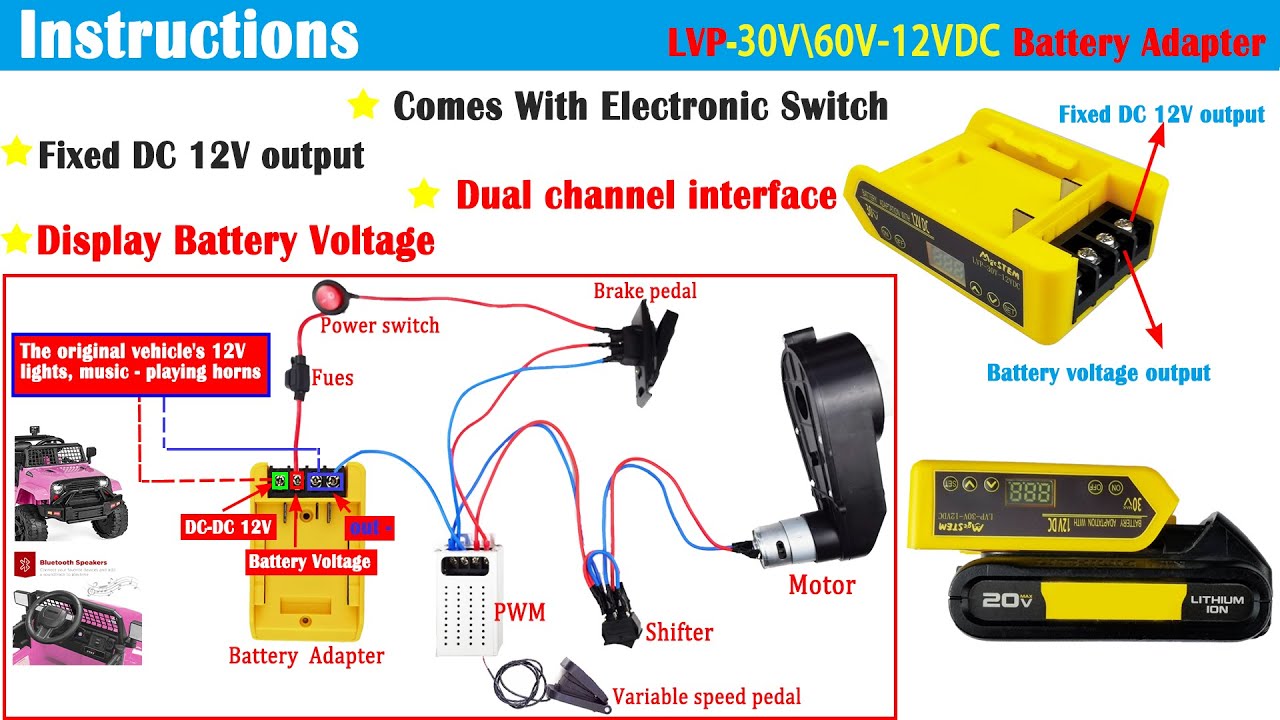 MgcSTEM ### Instructions for MgcSTEM LVP-30V60V-12VDC Battery Adapter