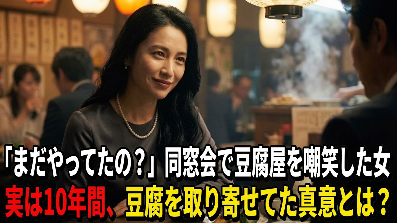 「まだやってたの？地味すぎ」同窓会で創業80年の豆腐屋を嘲笑した女→実は10年間、毎年正月にその豆腐を取り寄せていた。嫁ぎ先から逃げ出し全財産を捨てた彼女の真意とは？【感動する話】