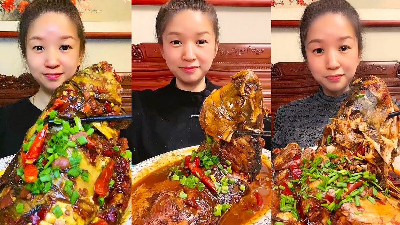 Asmr Eating Fish Fry,Big Fish Curry Mukbang | 중국먹방/생선먹방 | Spicy big Fish Eating Show