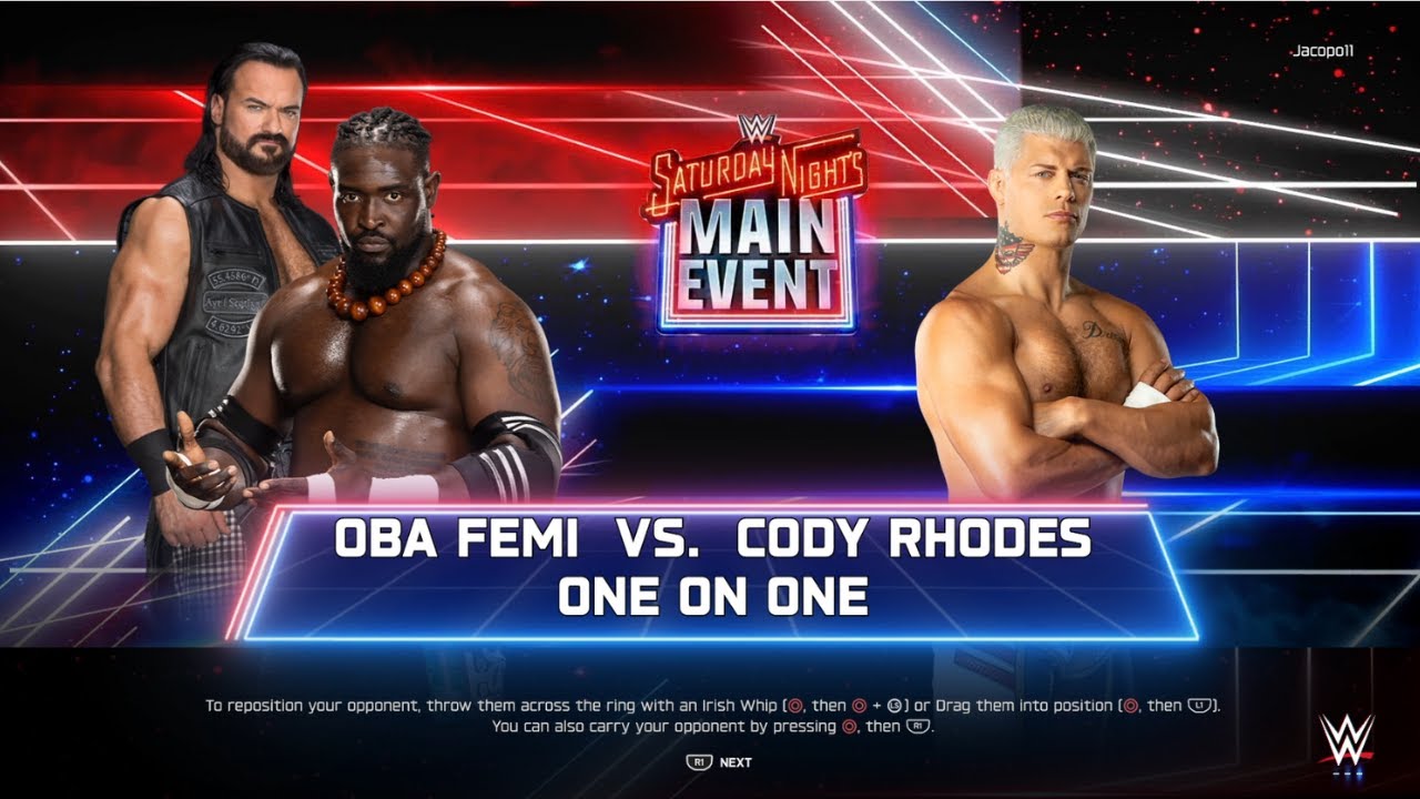 Oba Femi vs Cody Rhodes - Saturday Night's Main Event - WWE 2K25