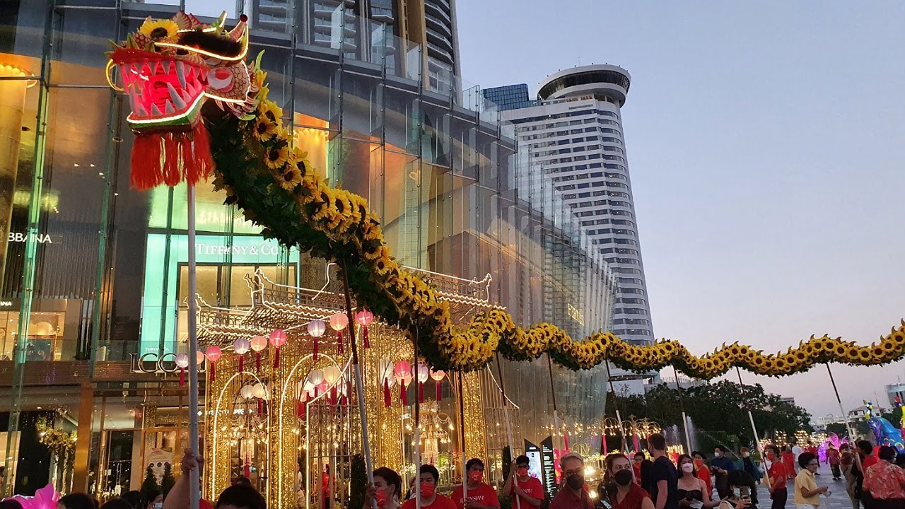 Китайский Новый год 2022 SUNFLOWER DRAGON SHOW в ICONSIAM Бангкок 🇹🇭 Таиланд 4K